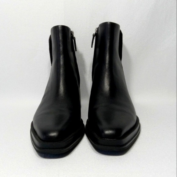 FRANCO SARTO Womens Dalden Black Leather Chunky Heel Ankle Boot Size 9.5 - Picture 4 of 12